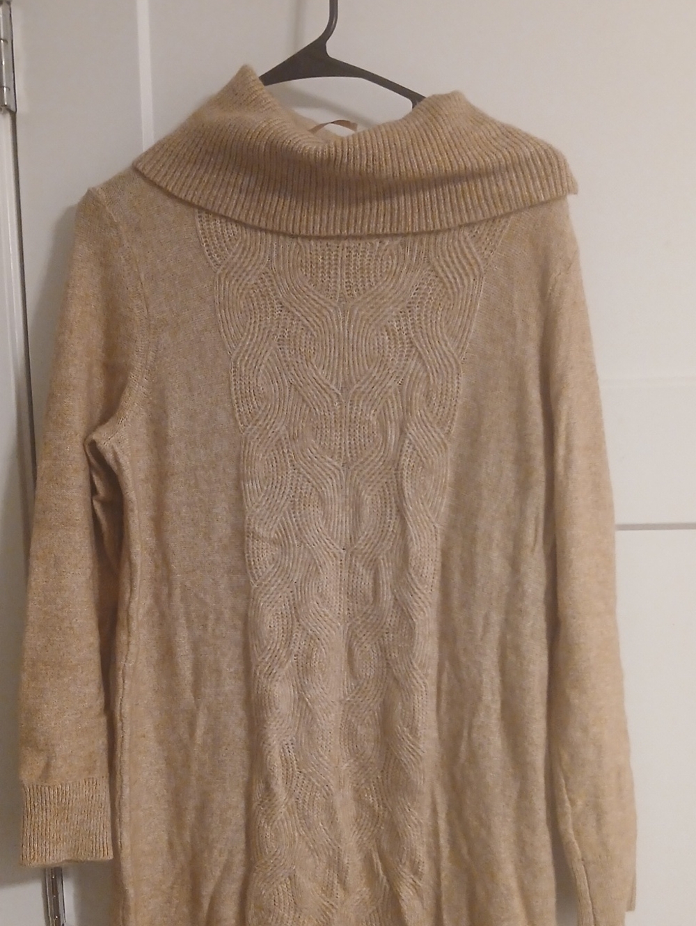 Banana Republic Cable Knit Cowl Neck Sweater in Beige